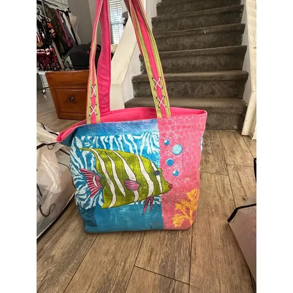 Paul Brent Blue & Pink Mythical Mare & Bird Shoulder Strap Tote Bag - Picture 2 of 4